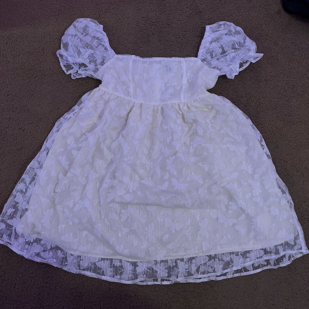 White Puffy Sleeve Butterfly Cupcake Dress